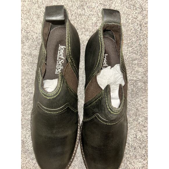 Josef Seibel Sienna 71 Chelsea Olive Black‎ Leather Boots Womens 6-6.5 EU 37 New - Picture 10 of 10
